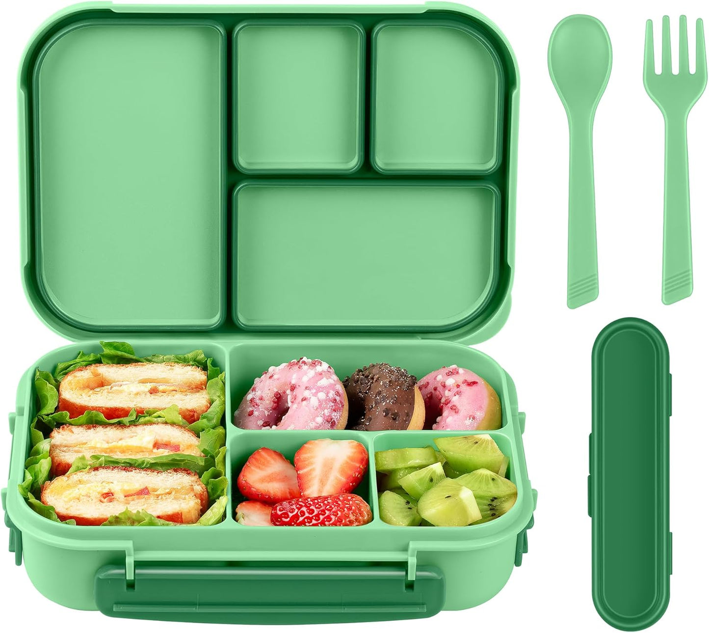 Amathley Lunch Box Kids,Bento Box Adult,Leakproof Lunch Containers for Adults/Kids/Toddler,1200ML-4 Compartments bento Lunch box with Utensil,Microwave & Dishwasher & Freezer Safe (Pink Berry)