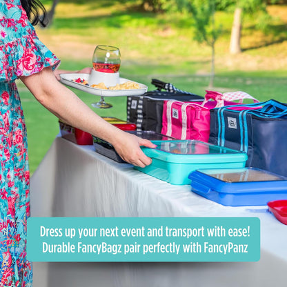 Fancy Panz Insulated Casserole Carrier Bag - Pink Thermal Food Transport Bag for Hot & Cold Dishes - Holds 2 Portable Insulated Bag for Potlucks, Parties, Tailgates & Entertaining