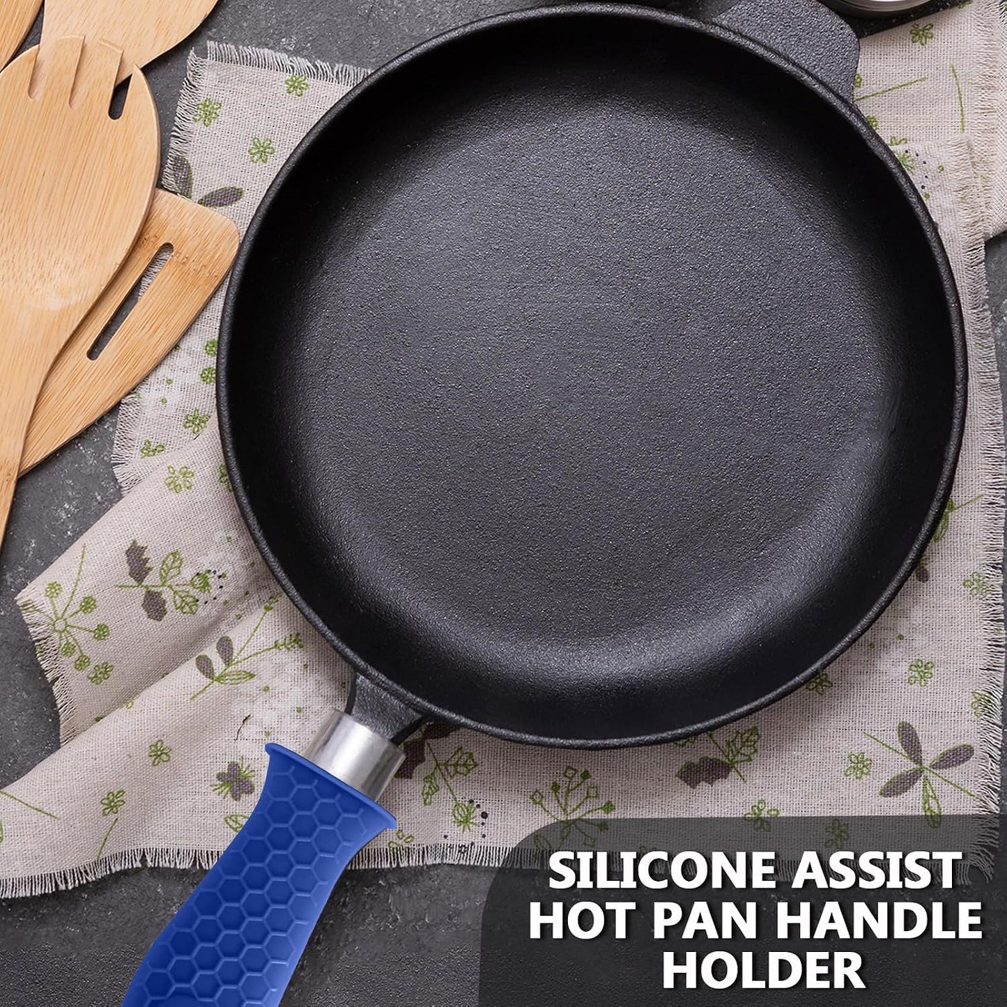 Bonsicoky 4 Pieces Silicone Hot Handle Holder Sleeve Set - Non-Slip, Heat Resistant Covers for Cast Iron Cookware - Perfect for Frying Pans, Casseroles, and Large Pots - Red