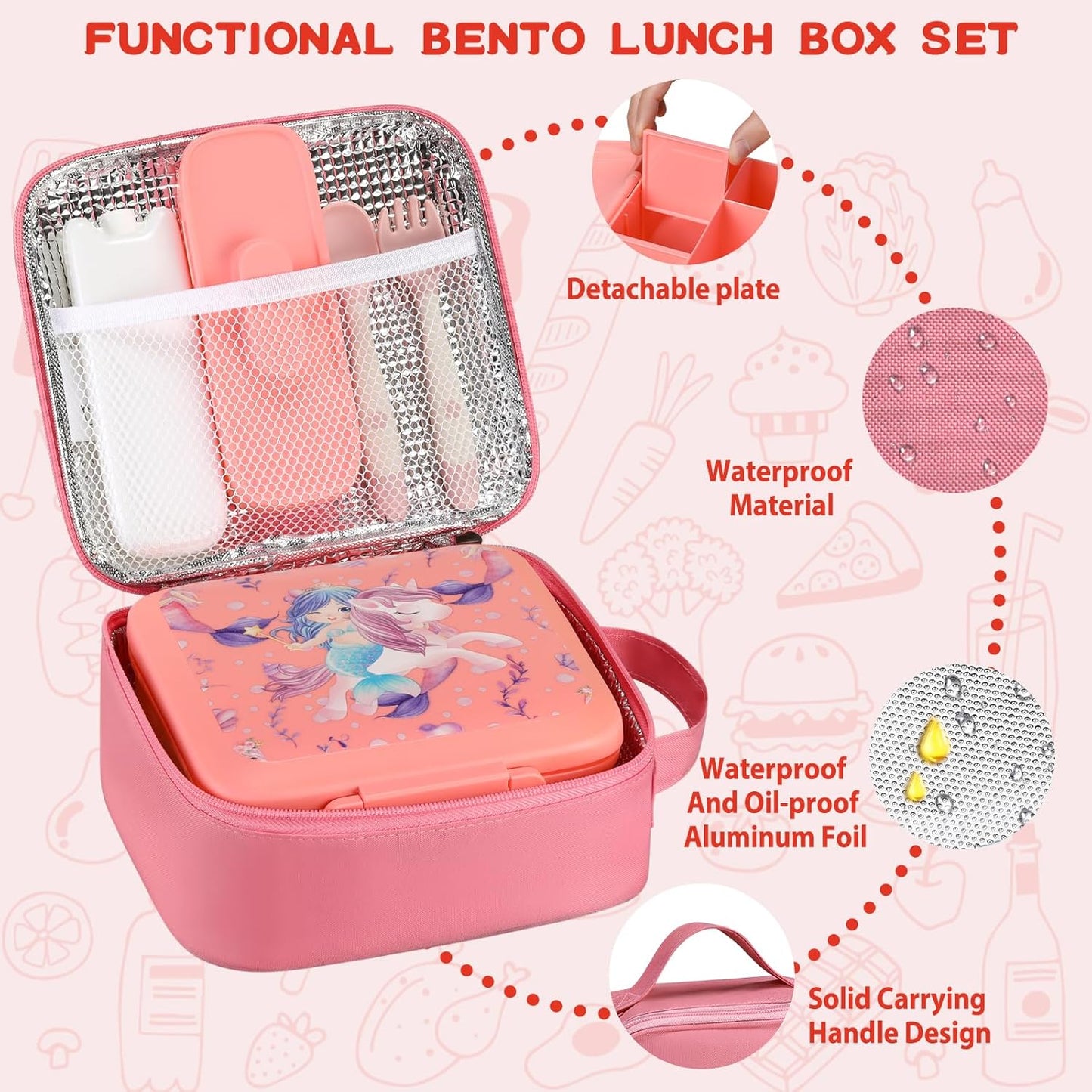 JXXM Bento Lunch Box for Kids With 8oz Soup thermo,Leak-proof Lunch Containers with 5 Compartment,thermo Food Jar and Lunch Bag, Food Containers for School (A-Blue(Extreme Locomotive))