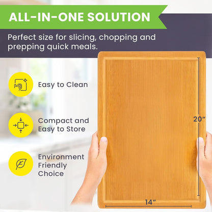 Greener Chef Luxury Bamboo Cutting Board Set of 3 with Glue-Free Surface Technology - Extra Spacious Wood Cutting Boards for Kitchen and XL Chopping Board Set - Replacements for Life