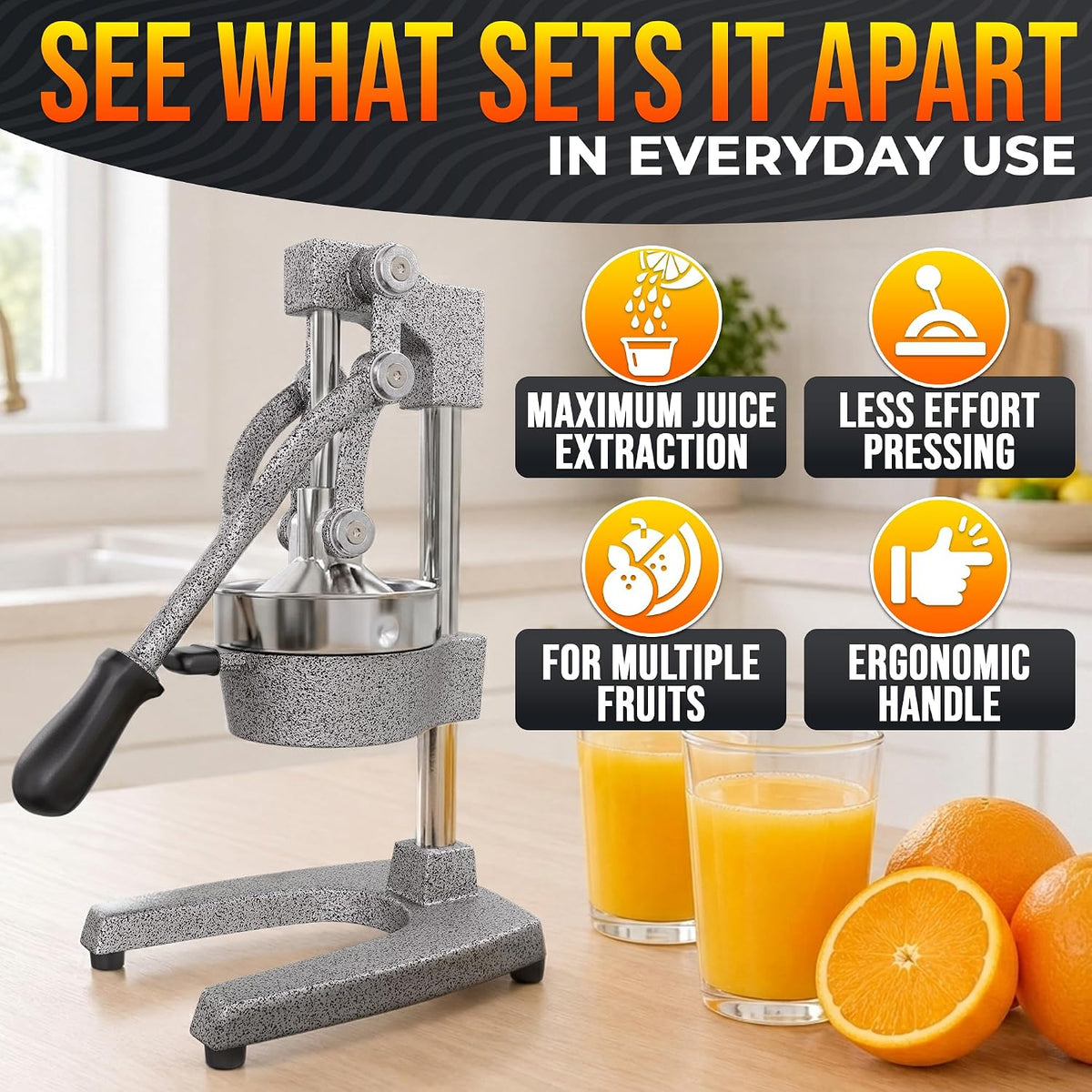 NADOBA Lemon Squeezer and Lime Squeezer, Max Extraction Citrus Hand Juicer