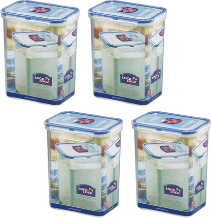 Lock & Lock Easy Essentials Food Storage Bin Set for Pasta, Flour, Sugar/Airtight Container Lids/BPA-Free/Dishwasher Safe, 8 Piece - Clear