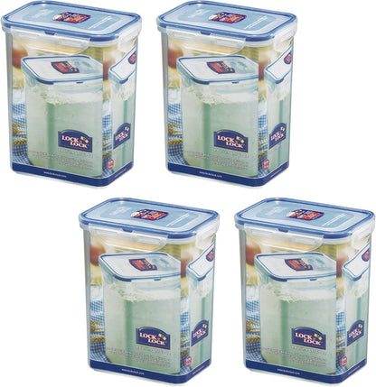 Lock & Lock Easy Essentials Food Storage Bin Set for Pasta, Flour, Sugar/Airtight Container Lids/BPA-Free/Dishwasher Safe, 8 Piece - Clear