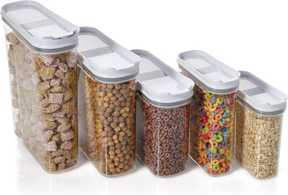 Copco Clear Cereal Storage Container 4.75 Qt - Airtight Flip-Top Lid, BPA-Free Plastic, Pantry Organizer for Dry Food, Cereal, Pasta, Nuts, Pet Food - Space-Saving Kitchen Storage Bin