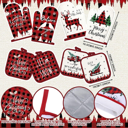 SiliFine 12 Pcs Fall Pumpkin Kitchen Towels Oven Mitts Pot Holders Set