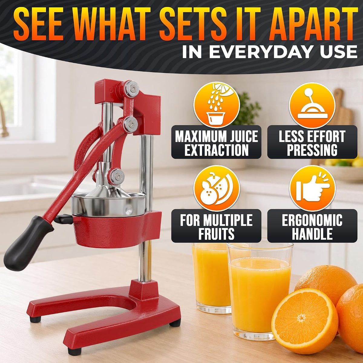 NADOBA Lemon Squeezer and Lime Squeezer, Max Extraction Citrus Hand Juicer