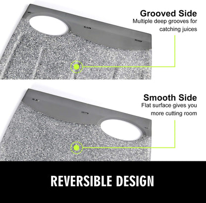 Small Plastic Cutting Board Set of 2, Mini Cutting Board for Small Kitchen Tasks, Non Slip Edges, Unique Design with Multiple Juice Grooves! BPA Free, Non-Porous, Dishwasher Safe (9.84" x 7.48")