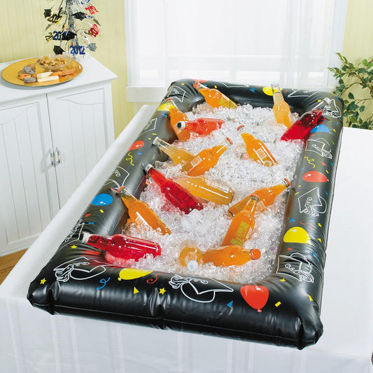 Fun Express Inflatable Cooler 54x28 Inch Large Drink Cooler for Parties - Portable Bar Table for Events & Grad Party Supplies | Ice Holder Buffet Station for Outdoor Party Essentials & Hosting