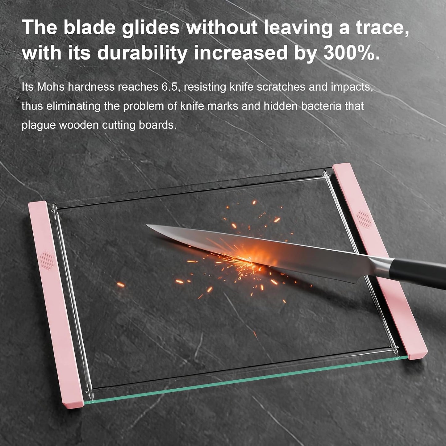 Tempered Glass Cutting Board Set for Kitchen Counter - Dishwasher Safe with Juice Grooves, Non-Slip Silicone Edges & Beveled Grip - 16"x12" & 12"x8" Serving Tray (Blue)