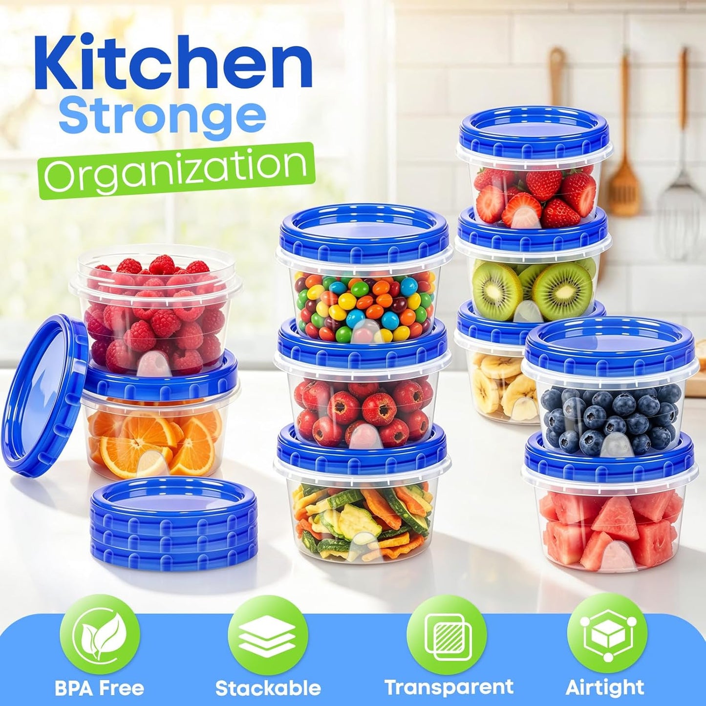 Freezer Storage Containers, 10 Pack-32 Oz Food Storage Containers with Twist Top Lids,BPA Free, Reusable, Meal Prep,Microwave and Dishwasher Safe