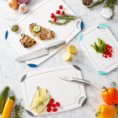 Farberware Cutting Board Set Made from Recycled PET (RPET) with Non-Slip Edges, Durable & Dishwasher Safe, 2-Piece