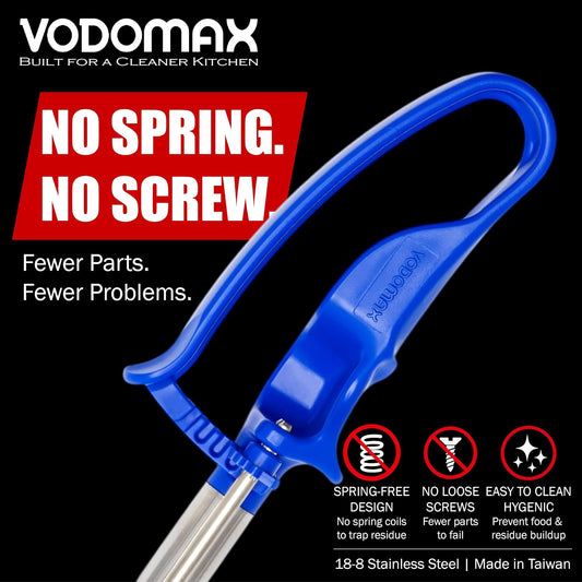 Size 16 BLUE (2.07 oz.) VODOMAX Commercial Food Disher, Portioner, Stainless 304, IceCream Scooper, Palm-Squeeze, Portion Control, #16 Scoop, Gelato Scoop, 2 oz. Disher, Non-Zeroll