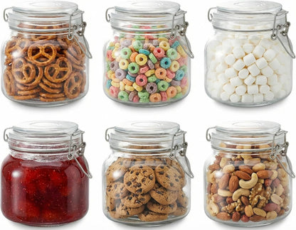 78oz Large Square Airtight Glass Jars with Lids, Wide Mouth Food Storage Canisters, Hold 4lb Sugar or 5lb Rice, Heavy Duty Pantry Containers for Flour, Coffee, Bulk Storage
