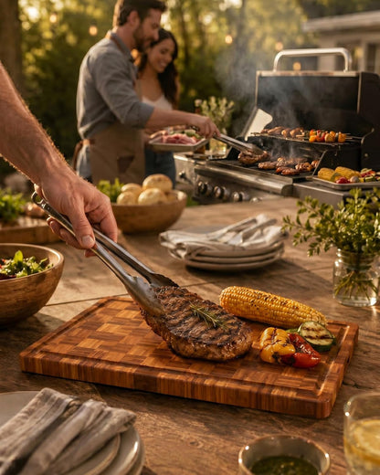 Cutting Board,Heavy Duty Cutting Board Set of 3 with Stand,End Grain Butcher Block Cutting Boards for Kitchen with Juice Grooves and Handles for Meat, Cheese, Charcuterie and Serving