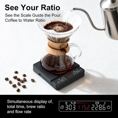 Espresso Coffee Scale with Timer 0.1g Precision Shot Scale