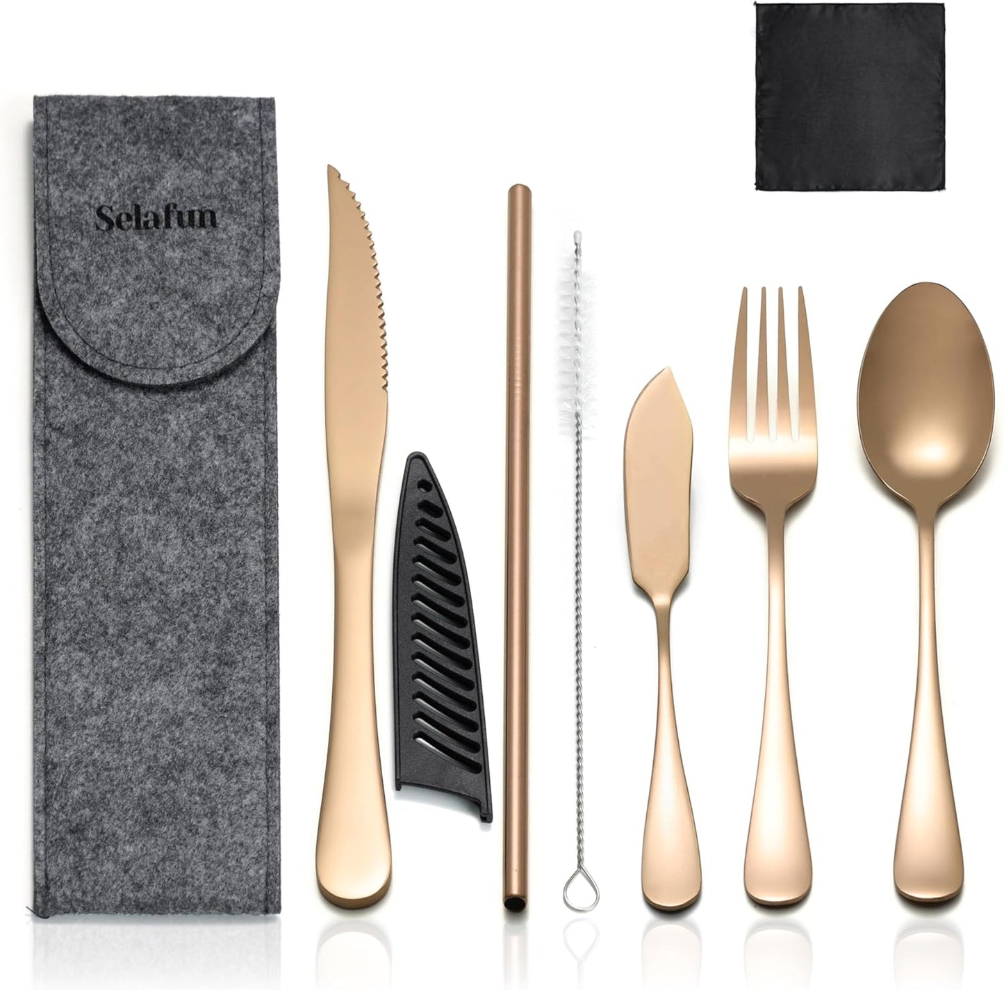 Camping Cutlery Set: Premium Portable Silverware Set with Case for Lunch Box, Travel, and Work Durable, Eco-Friendly, and Compact Utensils Including Fork, Spoon, and Knife for Adults on the Go