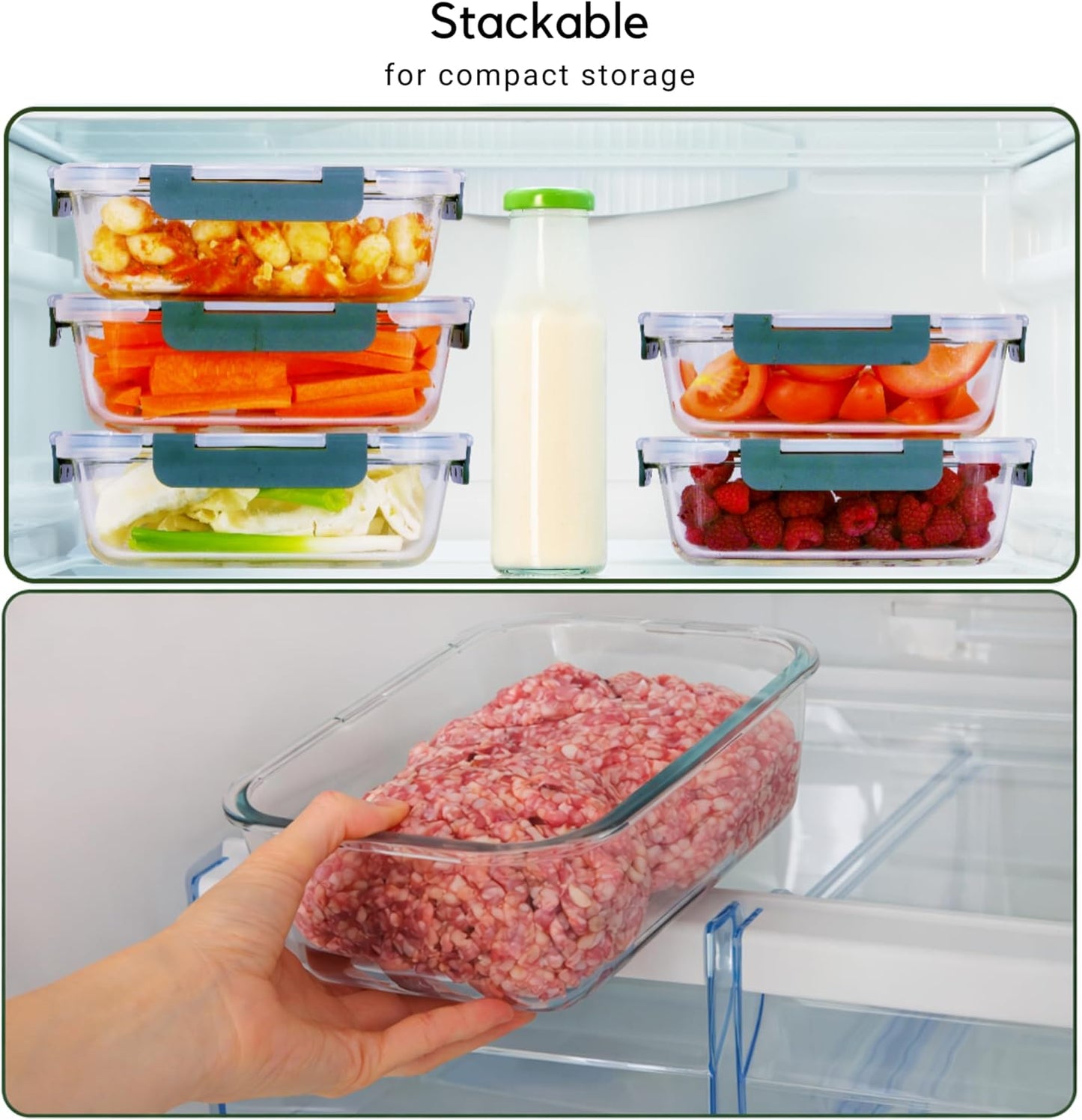 Brieftons Glass Meal Prep Containers: 5 Pack, 35 Oz with Airtight, Leakproof Snap Locking Lids, Perfect for Food Storage, Lunch & Portion Control, BPA-Free, Microwave, Oven, Freezer & Dishwasher Safe