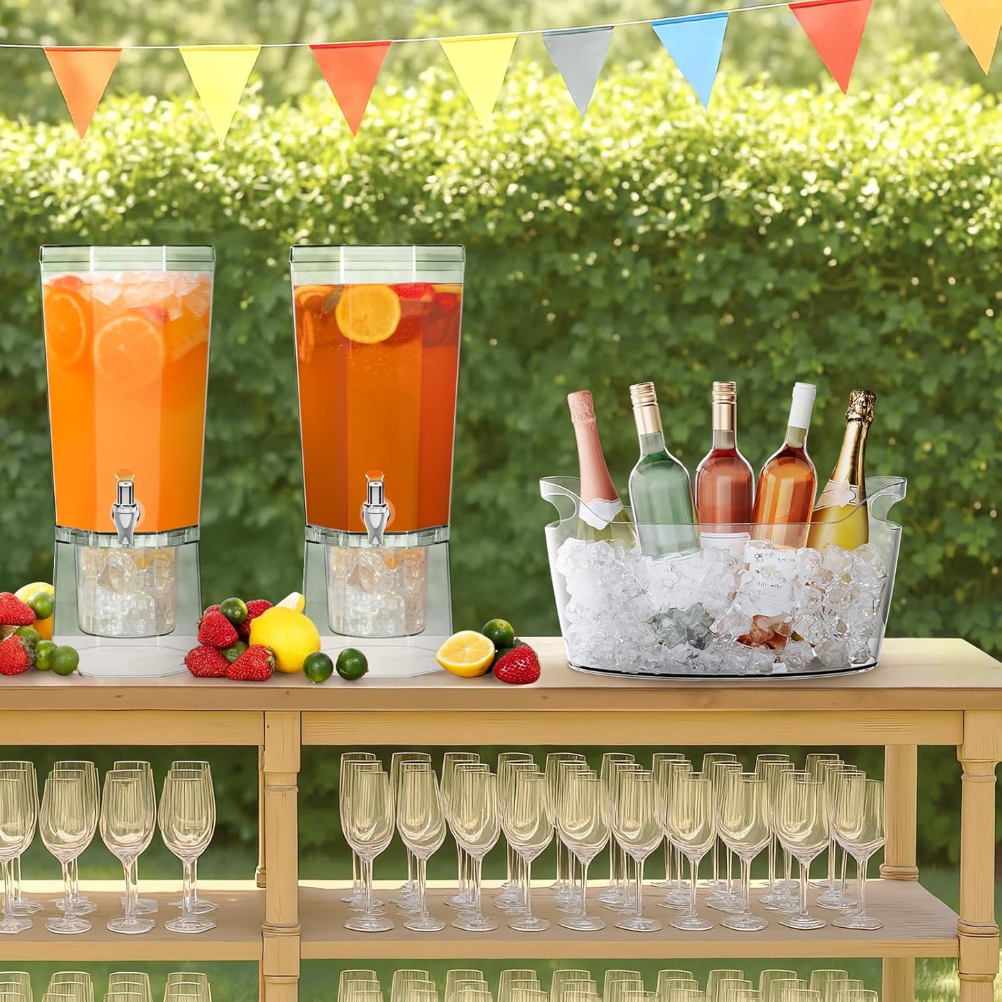 Lifewit 11.5L Ice Bucket for Parties 2 Pcs, Large Portable Drink Bucket for Cocktail Bar, Champagne Cooler for Beverage/Wine/Beer, Mimosa Bar Supplies Chiller Tub with Scoop 38 x18x20 cm/15x7x8 inches