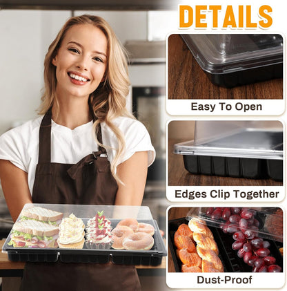 Shellwei 5 Pack 15 x 10 Inch 3 Section Large Charcuterie Board with Lid