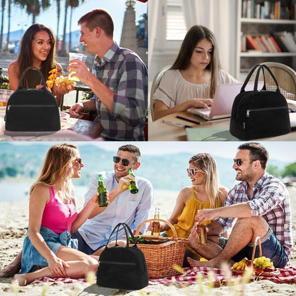 FlowFly Insulated Lunch Cooler Bag - Tote Bag Organizer for Women/Men, Black - Colors B