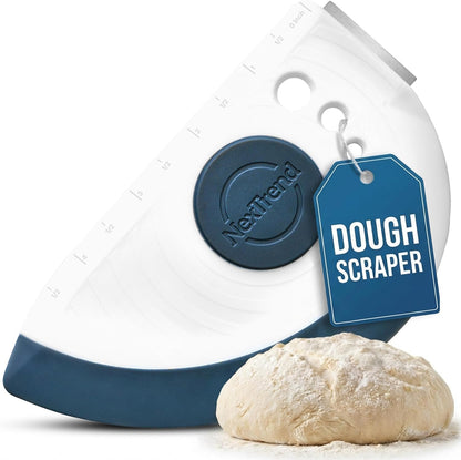 5-in-1 Dough Scraper & Flexible Bowl Scraper by Nextrend, Bread Scraper with Stainless Steel Edge, Ruler & Herb Stripper – BPA Free, Dishwasher Safe - Red