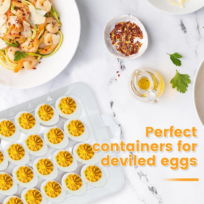3 Layer Deviled Egg Containers with Lid,Portable Deviled Egg with Handle,Egg Carrier Holder Tray with 72 Holes for Thanksgiving Day,Party Favor Home Kitchen Refrigerator Supplies