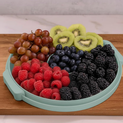 Pie Carrier with Lid and Handle - Fits Pies 10in x 4.5in, Doubles as Divided Serving Tray - Cheesecake Container Dessert Carrier Pie Container With Lid, Cheesecake Containers with Lids - BPA Free