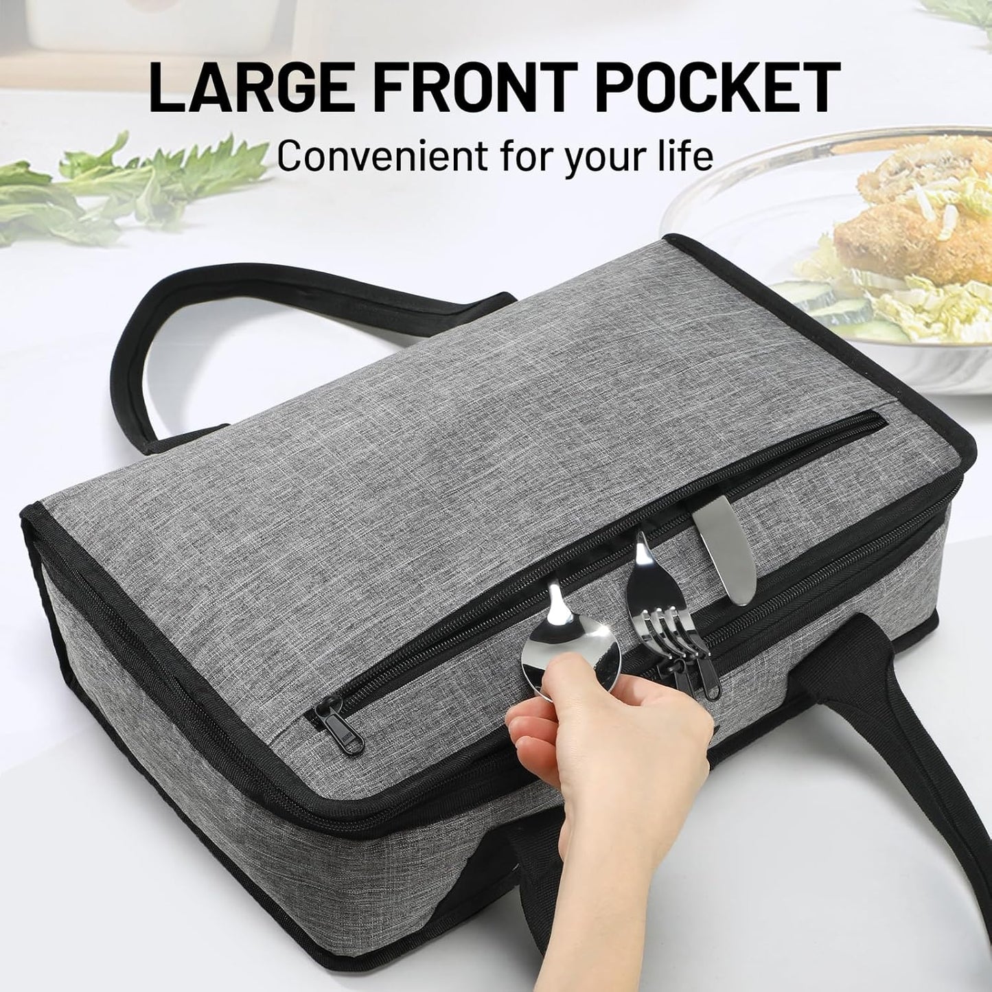 MIER Insulated Casserole Carrier for Hot or Cold Food Thermal Food Carrier Bag for Lasagna Potluck Parties Picnic Cookouts, Fits 9"x13" Baking Dish/Foil Pan, Red