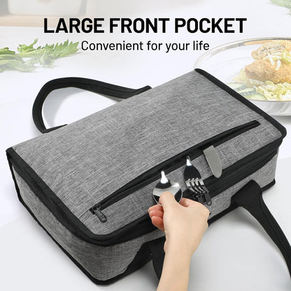 MIER Insulated Casserole Carrier for Hot or Cold Food Thermal Food Carrier Bag for Lasagna Potluck Parties Picnic Cookouts, Fits 9"x13" Baking Dish/Foil Pan, Red