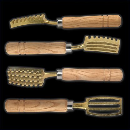 [Made in Japan] Fish Scaler Brush with Brass Serrated Sawtooth and Ergonomic Wooden Handle - Easily Remove Fish Scales Without Fuss Or Mess - Handcrafted by Japanese Artisans