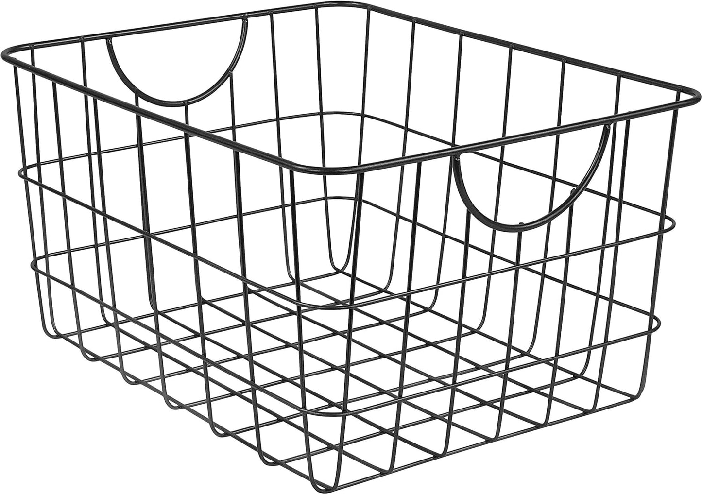 Spectrum Utility Steel Wire Storage Basket for Kitchen Pantry Organization & Closet Shelves with Easy Grip Handles, Durable Metal Basket Organizer with Open Design for Easy Viewing, Industrial Gray