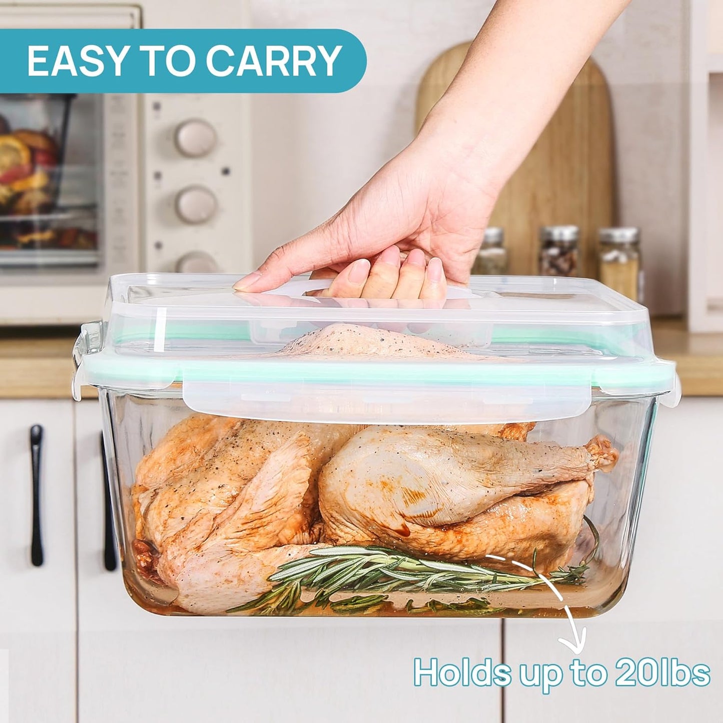Vtopmart 2.26L/76oz Extra Large Glass Food Storage Containers with Lids, 6 pack Meal Prep Container Set, Airtight Lunch Boxes with Snap Locking Lids for Microwave, Oven, Freezer, Dishwasher