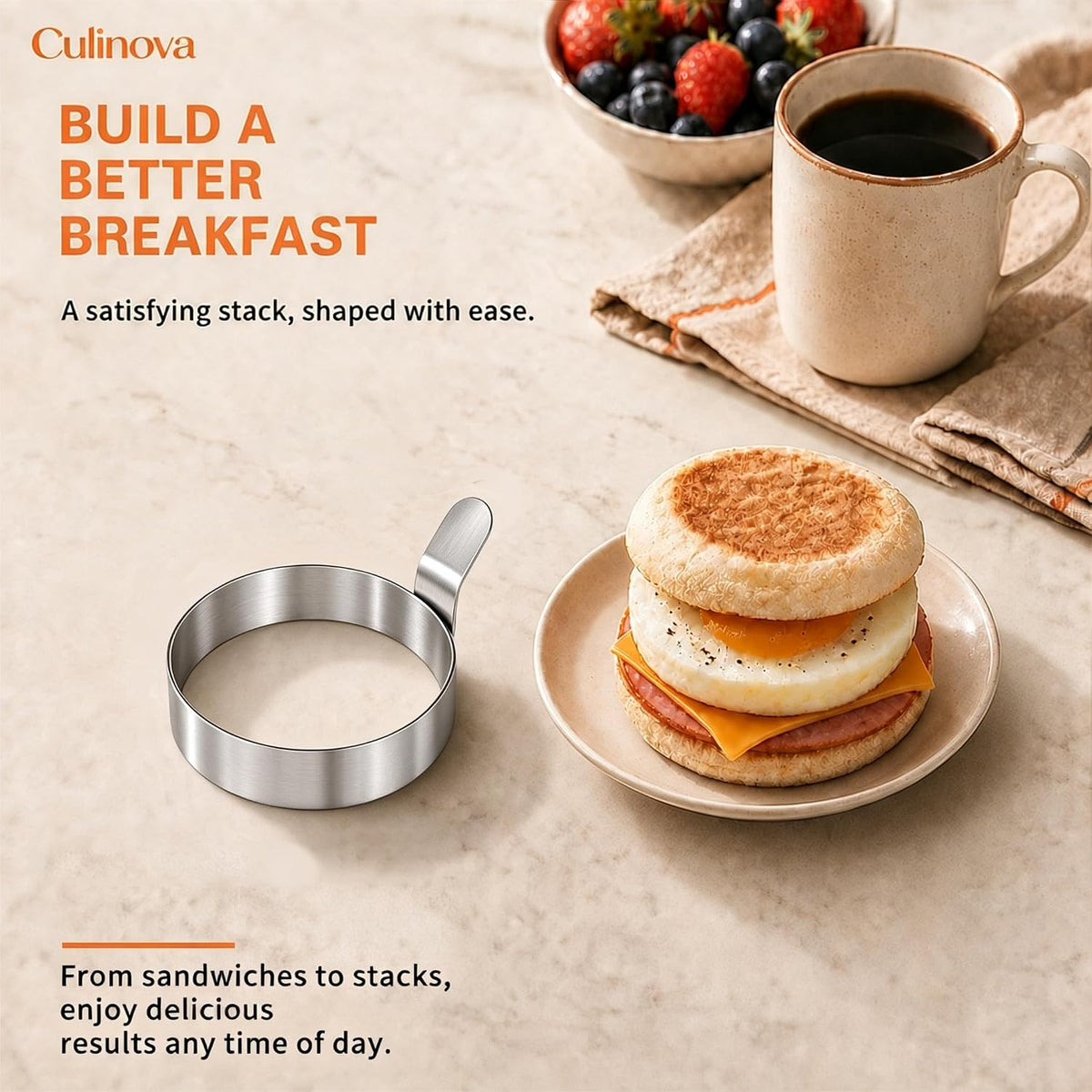 Stainless Steel Egg Rings 4 Pack with Uncoated Finish 3.5"