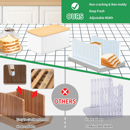 CAWIU Bread Slicer for Homemade Bread, Adjustable Width Bread Slicing Guide