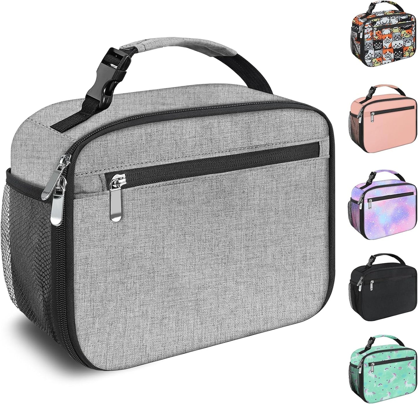 Kids Lunch Box for Boys Girls Lunch Bag Insulated Durable Lunchbox Children Lunch Tote Bag for School Black