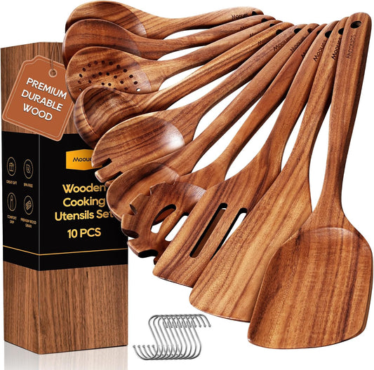 Wooden Spoons for Cooking Teak Wood Cookware Utensil Set