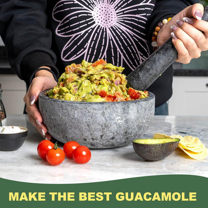 Koville Luxury Marble Mortar and Pestle Set, 7"-4cups Grinder Bowl for Guacamole, Salsa, Pill Crusher, Spice, Herb, Garlic, Nut, Heavy Duty Grinder for Kitchen