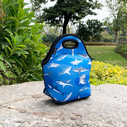 FlowFly Neoprene kids Lunch box Insulated Soft Bag Mini Cooler Thermal Meal Tote Kit for Boys, Girls,Men,Women,School,Work, Office,Black