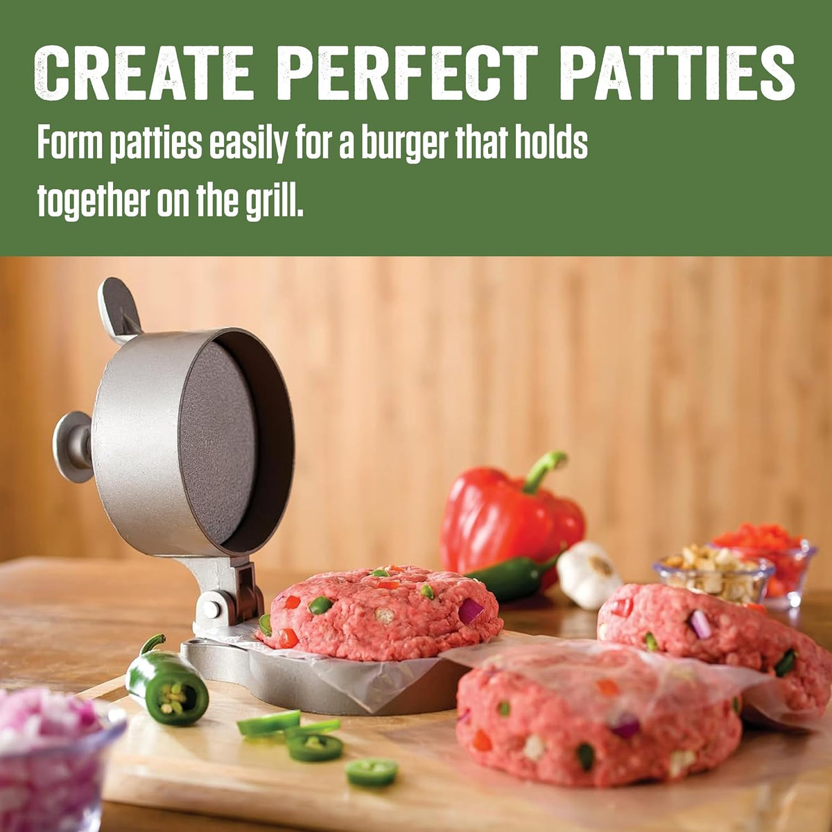 LEM Burger Press Heavy Duty Non-Stick Adjustable Locking Wing Nut Products 534