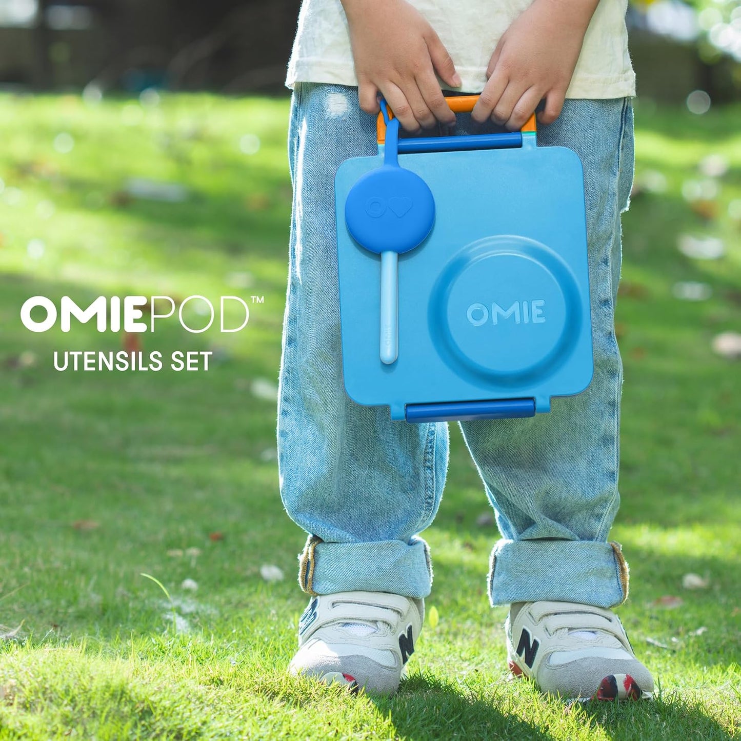 Omie OmieBox Kids Utensils Set with Case - 2 Piece Plastic, Reusable Fork and Spoon Silverware with Pod for Kids (Mint Green)