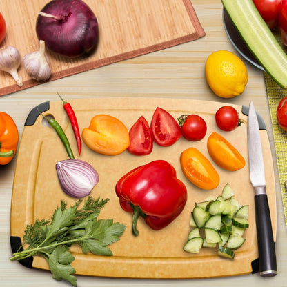 Dishwasher Safe Cutting Boards for Kitchen - Set of 2 Large Composite Wood Cutting Boards with Juice Groove, Non-Slip Feet & Lightweight Eco-Friendly Design 14.5" x 11" and 11.7" x 9.3"