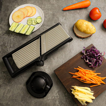 VEKAYA Mandoline Slicer, Mandoline Slicer for Kitchen, Adjustable Mandolin, Stainless Steel Mandoline, Vegetable Slicer, Potato, Onion, Cucumber, Tomato, Veggie Slicer with Cut-Resistant Gloves