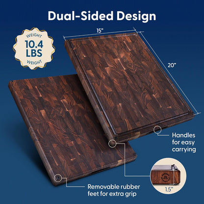 Sonder Los Angeles Doheny Wood Cutting Board Set | Acacia Edge Grain Cutting Board for Kitchen with Juice Groove | Perfect for Compact Daily Use | Gift Box Included | 14x10x1 in & 12x8x1 in