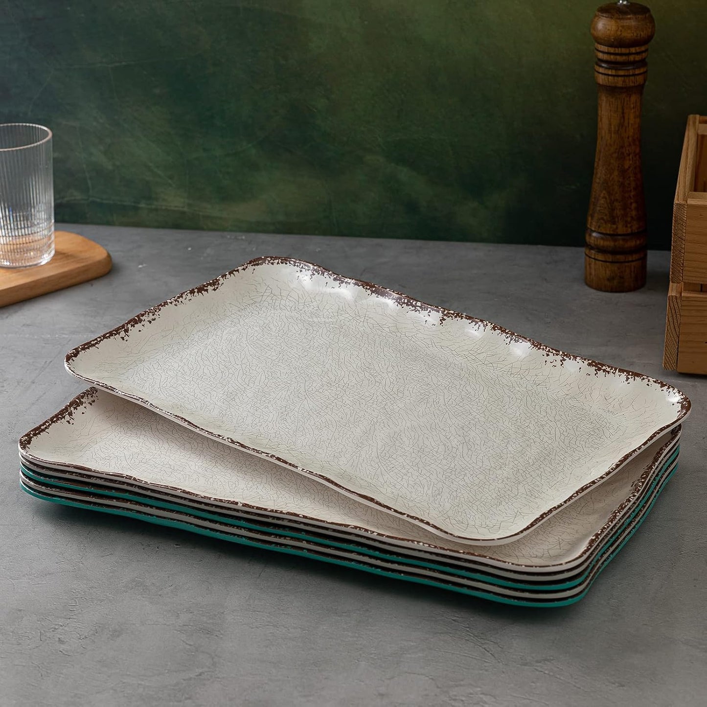 LEHAHA Grilling Prep and Serve Trays, BBQ Serving Platter, Melamine Serving Trays for Food, Set of 2, Great Gift for Father's Day, BBQ Lovers, Prefect for Chrismas Festival and Everyday use.