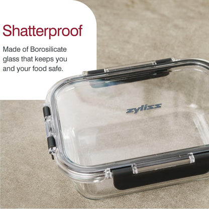 Zyliss Glass Food Storage Container 12.5oz, Shatter Resistant Borosilicate Glass, Airtight Leakproof Tritan Lid, BPA Free, Microwave, Freezer & Dishwasher Safe