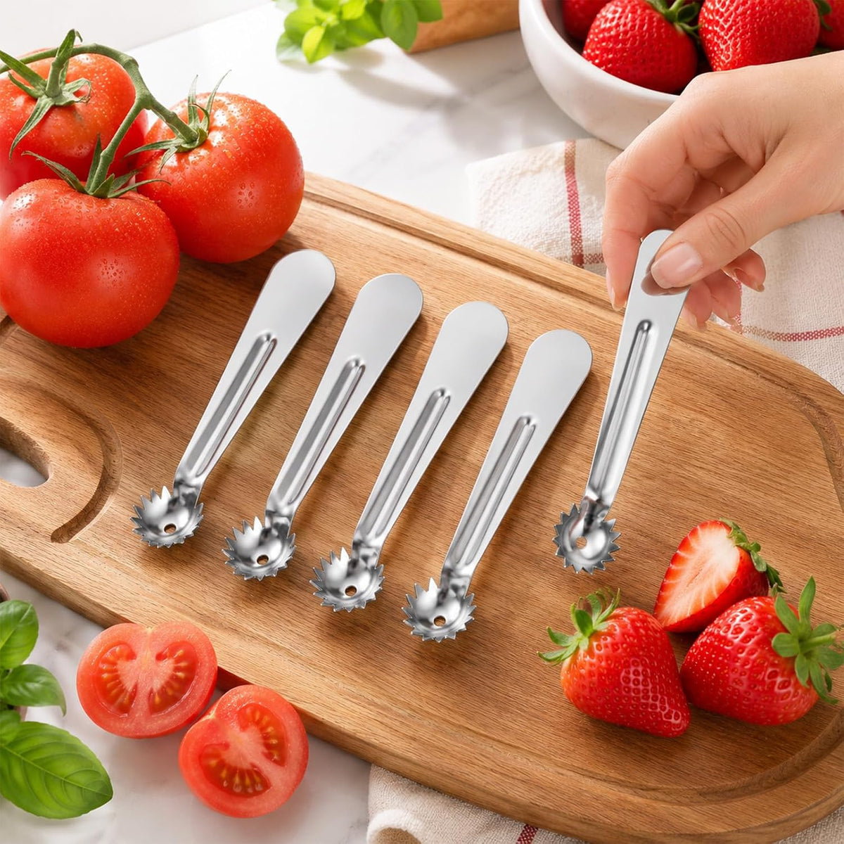 5 Pcs Tomato Stem Corer, Strawberry Huller Tool