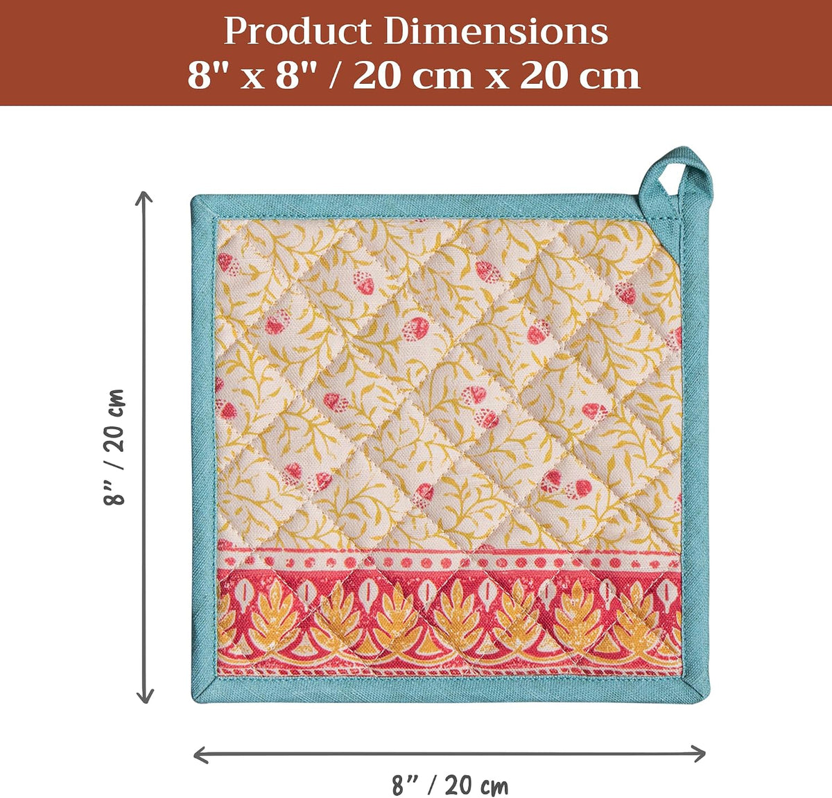 Maison d' Hermine 100% Cotton Oven Mitt & Pot Holder Set (7.5"x13" & 8"x8") - Colors C