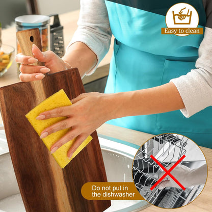 Zhehao 3 Pcs Acacia Wood Cutting Board Set with Handle for Charcuterie Cheese Chopping Serving Board Meat Bread Chopping Board Vegetables Fruit Kitchen Dining Room Decorative Wooden