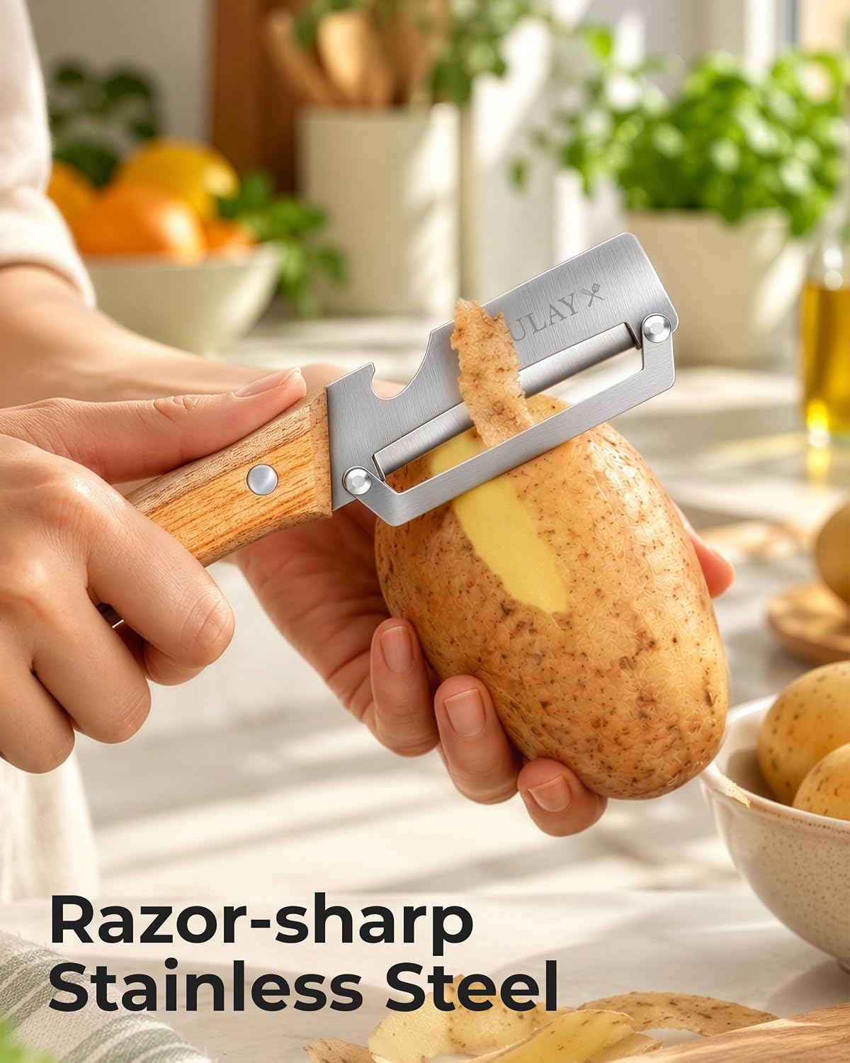 Zulay Kitchen Premium Potato Peeler, Vegetable Peeler for Kitchen, Black